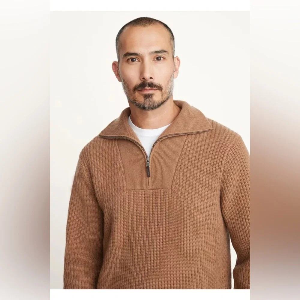 NWT $695 Vince Shaker Stitch Half-Zip Pullover Sweater